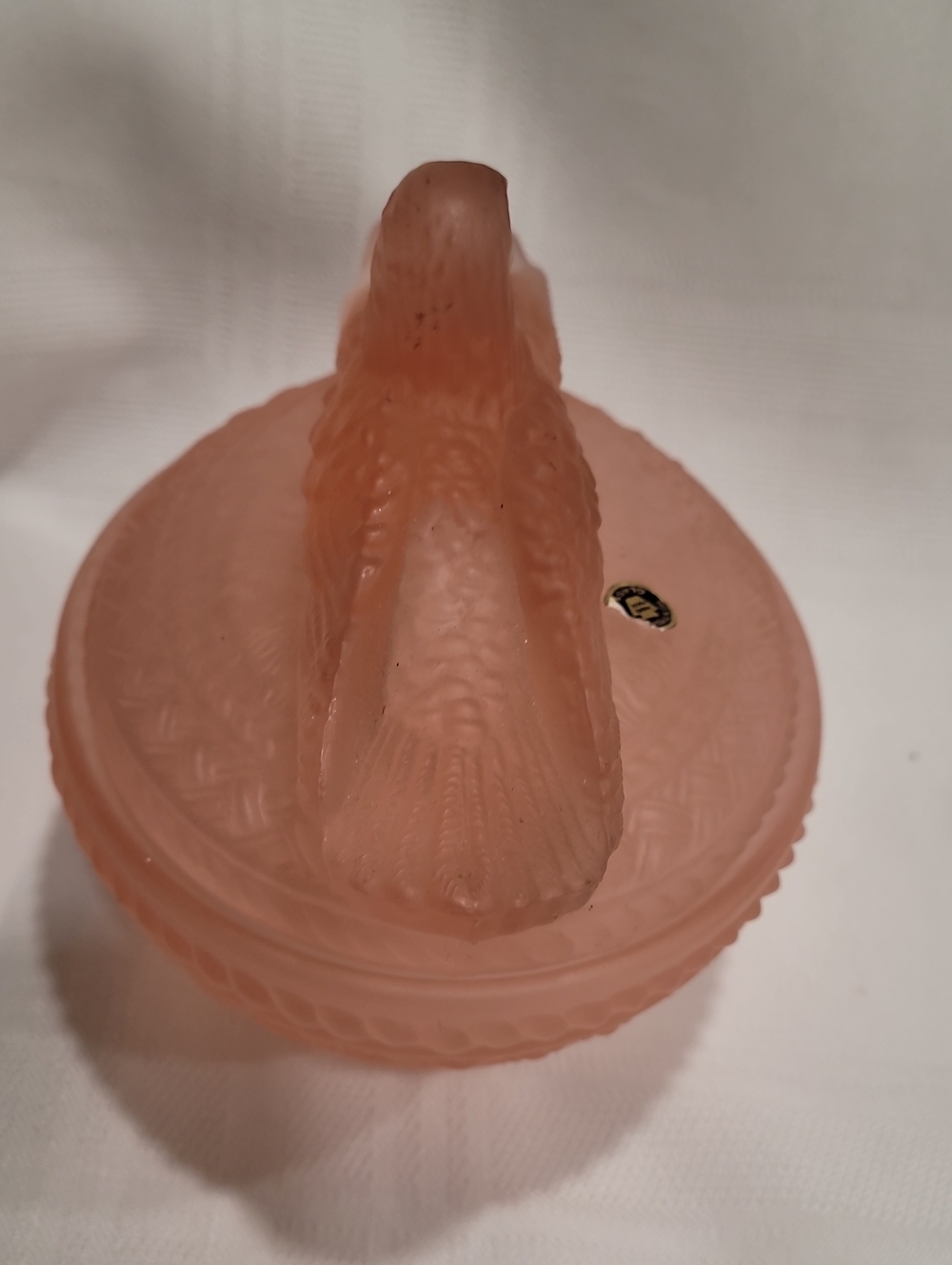 Pink Satin Glass Love Birds Westmoreland Covered Dish - Picture 7 of 8